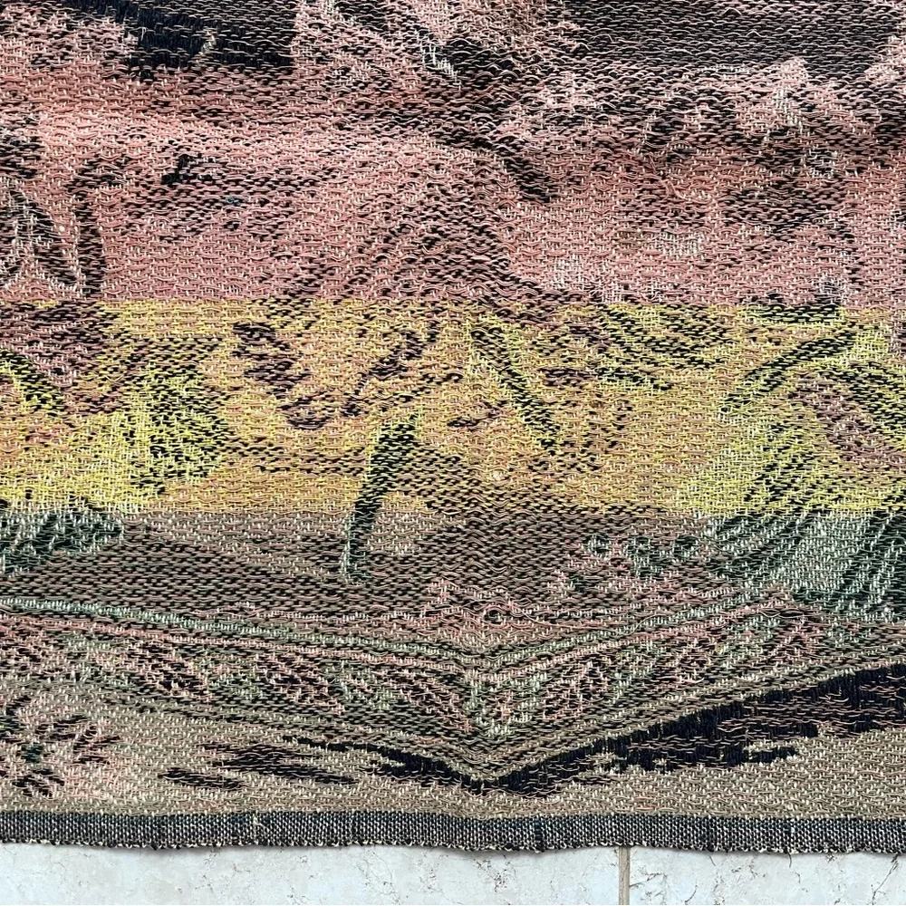 Vintage French musicians hand woven rectangle tapestry
